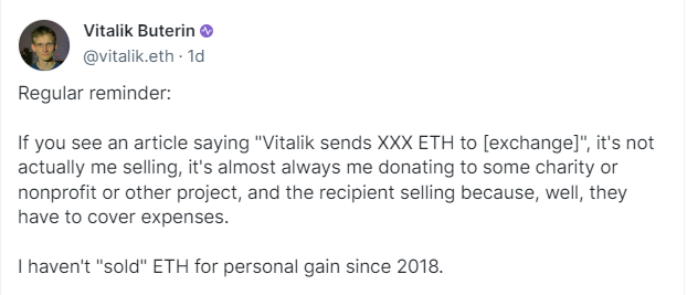 Vitalik說從未因私利出售ETH，我們盤點了下他個人和慈善機構的錢包插图